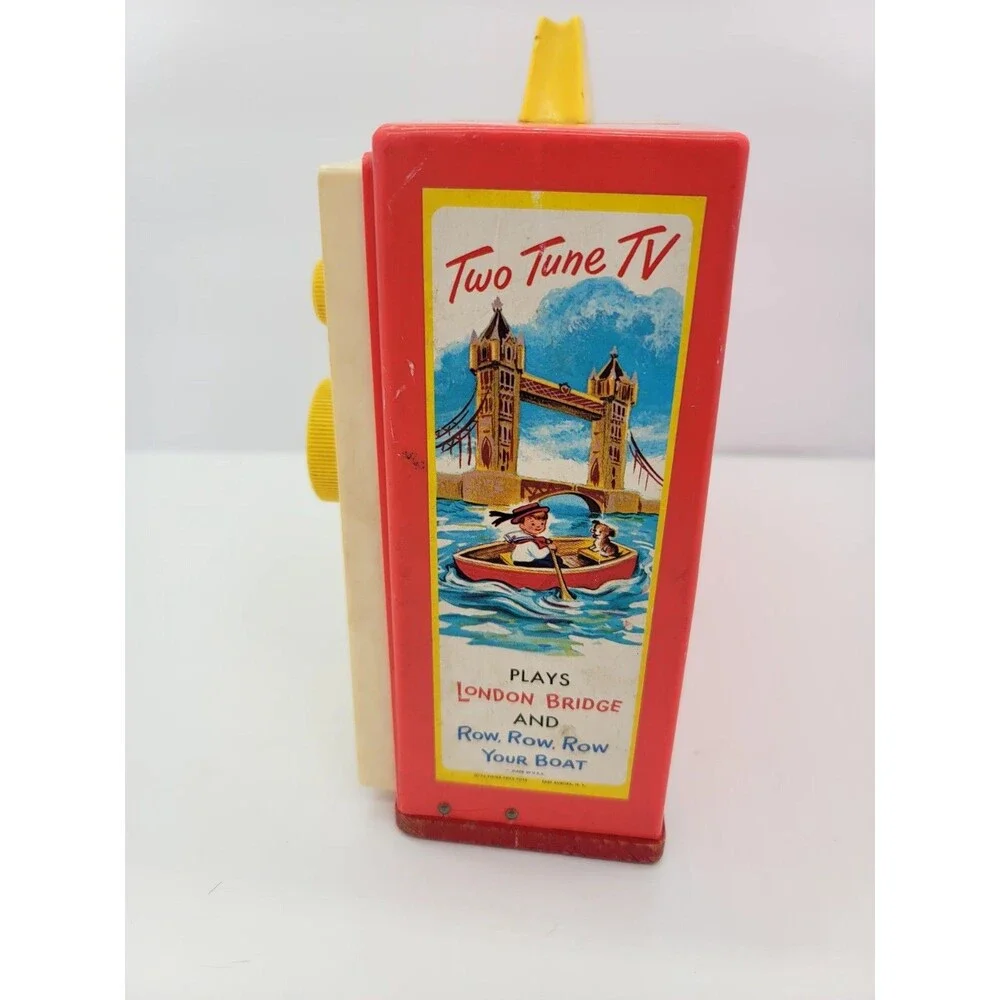 Fisher Price Toys Vintage 1966 Two Tune Giant Screen Music Box TV Works